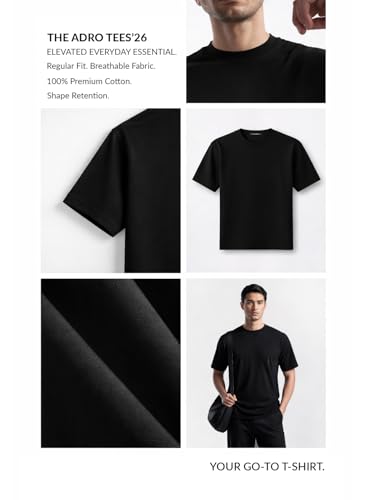 Image of ADRO Mens Printed Cotton T-Shirts Pack of 3 | Regular Fit Graphic Tshirt | Breathable Modern Stylish Casual T Shirt for Travel Gym Daily Lifestyle