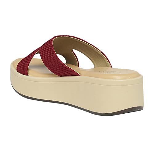 Image of MONROW Inaya Mesh Wedge Heels for Women, Girls | Fancy & Stylish Heel sandals, Casual, Comfortable Fashion Heel Sandal