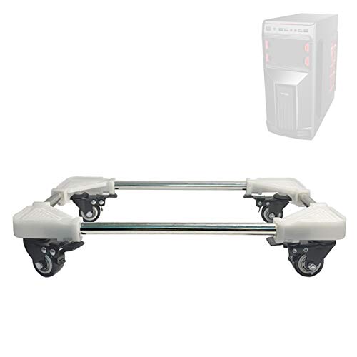 Computer CPU Stand, Adromy Mobile Desktop Tower Computer Floor Stand Rolling Caster Cart CPU Holder Adjustable Width Universal PC Computer Holder Cart with 4 Caster Wheels - White