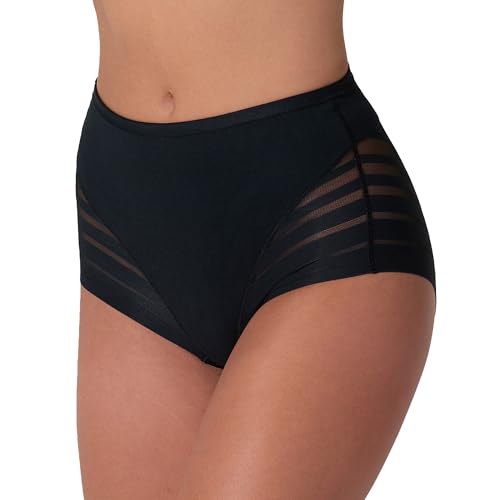 Leonisa Women's No Show Invisible Comfy Tummy Control Classic Panty,Black,Medium