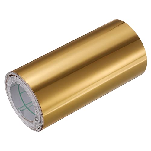 Image of uxcell Waterproof Peel and Stick Decorative Tape Self Adhesive 3.94 inch W x 16.4'L PVC Removable Tape for Wall Edge Glossy Gold Tone (Thickened Style)