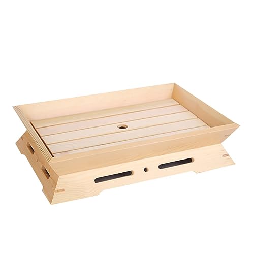 Bandeja doble cara estilo japonés para sushi de plástico beige miniatura 1