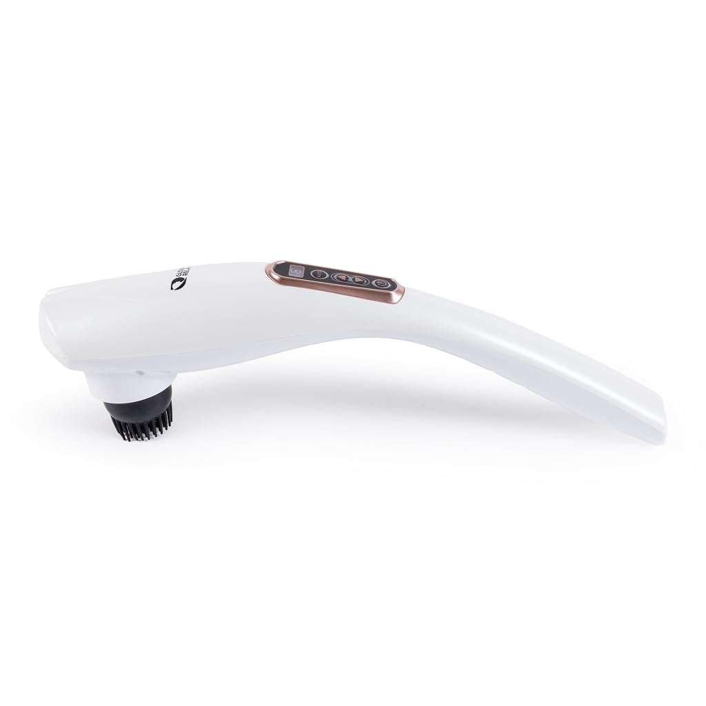 GLOBAL RELAX® | EGO Masajeador Corporal inalámbrico multifuncional | Blanco | Masaje Shiatsu I Percusión | 6 Cabezales intercambiables | 10 niveles de intensidad | Pantalla LCD