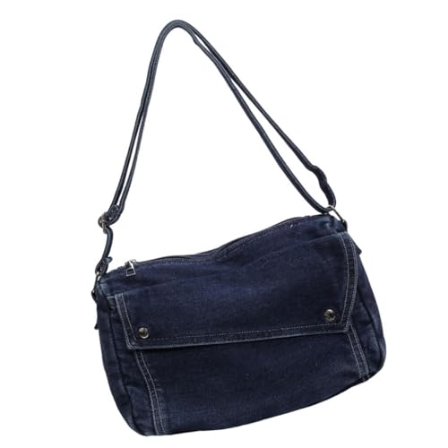 Sac à bandoulière en toile délavée bleu foncé avec organiseur de grande capacité