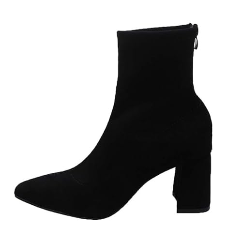 Bottes d'hiver pour femme bout pointu chaussures chaudes chic couleur unie