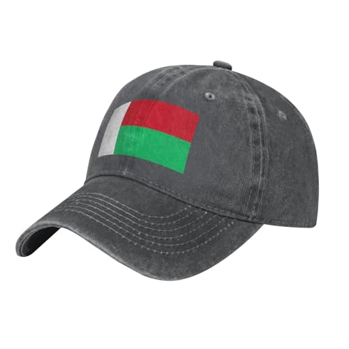 Casquette Madagascar Drapeau Imprimé Patriotique Royaume-Uni Casquette De Baseball Drapeau Madagascar Jean Délavé Réglable pour Homme Et Femme Unisexe Chapeau Célébration Nationale