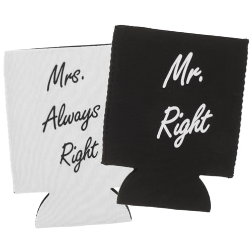 LUOZZY 2pcs Wedding Can Cooler Set Mr Right & Mrs Always Right Gifts Beer Can Coolies Couples Can Cooler Sleeves for Wedding Engagement Anniversary Bridal Showers Party Supplies