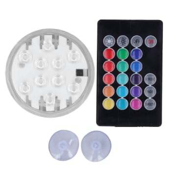 Hoopoocolor Submersible LED Lights, Remote Adjustment, 15 Color Changing Modes, Suction Cup Installation