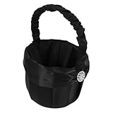 DOITOOL Schwarzer Blumenmädchenkorb mit Strass Leichter Stabiler Hochzeitskorb mit Henkel...