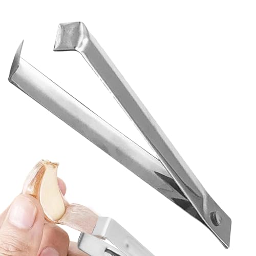 Biniveil Pelador de ajo, herramienta para pelar ajo | Pinzas de acero inoxidable para pelar ajos - Utensilios de cocina, cómodas pinzas para ajos para espinas de pescado y aperitivos para servir