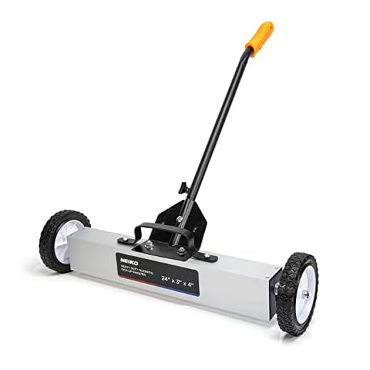 Neiko 53416A Magnetic Pick-Up Sweeper with Wheels 30 Lb, 24" | Adjustable Handle & Floor Clearance