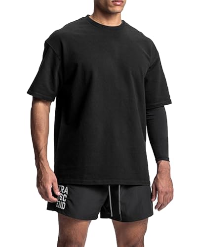 T-shirt d'entraînement athlétique pour hommes noir taille M col rond