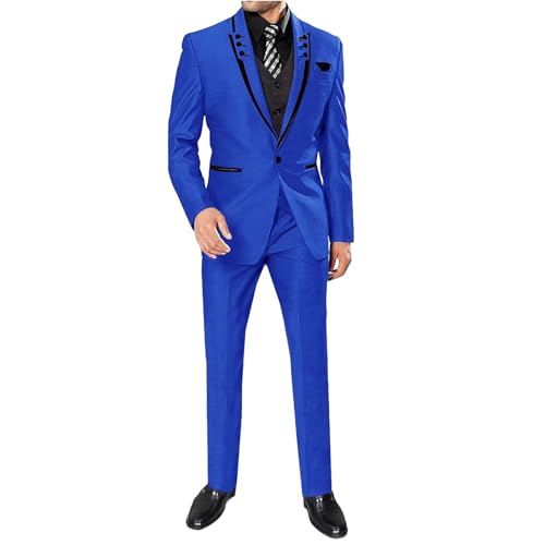 Men 3 Pieces Wedding One Button Groom Tuxedo Leisure Business Suit Set Jacket Pants Vest Royal Blue
