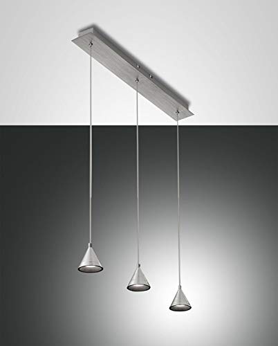 Suspension LED Dim Delta Fabas Luce en aluminium brossé au design épuré