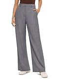 NIMIN Wide Leg Dress Pants for Women High Waisted Work Trousers Business Casual Palazzo Slacks 2025 with Pockets Light Grey