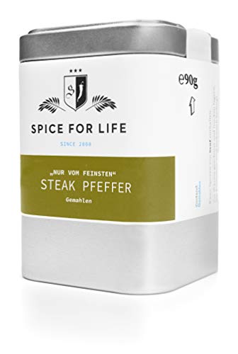 Spice for Life Steakpfeffer, Edel Steak Pfeffer Grill Gewürz gemahlen, BBQ Grillgewürz Schwarzer...