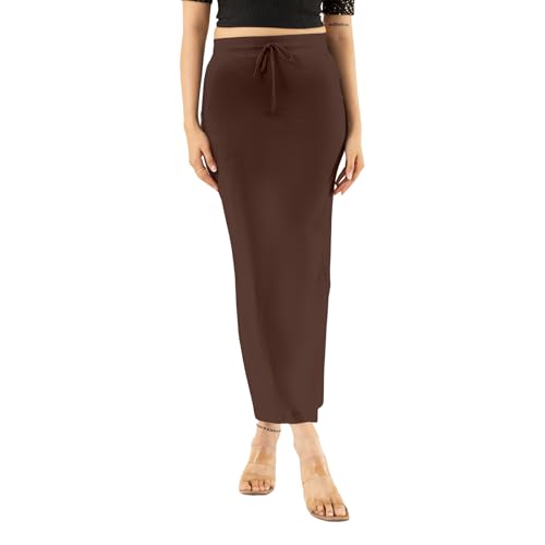Image of DESI GIRL Cotton Lycra Stretchable Saree Shapewear Petticoat with Drawstring for Women | Fishcut Saree Petticoat with Side Slit for Easy Movement | Saree Shaper | Long inskirt