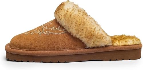 Image of ARIAT Women's Jackie Square Toe Warm Soft Genuine Suede Leather Indoor Outdoor Slippers with Plush Collar