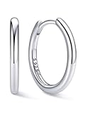 ChicSilver Plata de Ley 925 Pendientes Aros Mujer Huggie Hoop Oro Blanco 12mm Aretes Finos Planos Pequeños Regalo Cumpleaños Aniversario Madre Mama Futuro