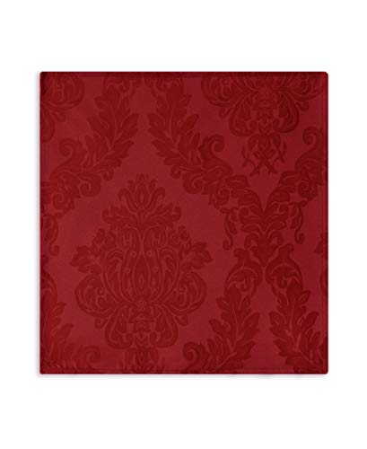Newbridge Barcelona Luxury Damask Fabric Tablecloth, 100% Polyester, No Iron, Soil Resistant Dining Room, Party Banquet And Holiday Tablecloth, 60 Inch X 84 Inch Oblong/Rectangle, Red #TOP5