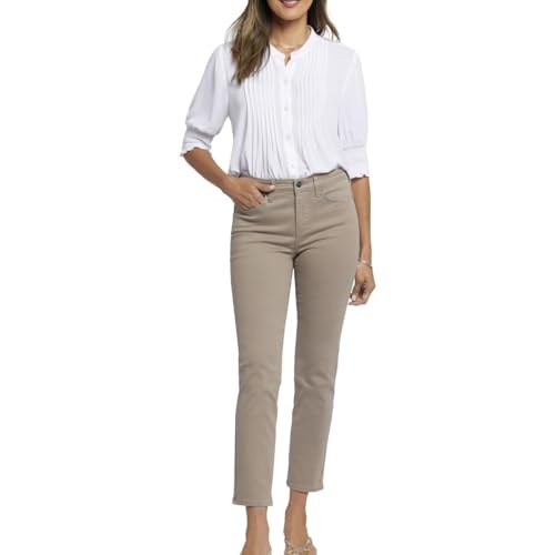 Image of NYDJ Womens Sheri Tummy Slimming Denim Slim Jeans Taupe 00