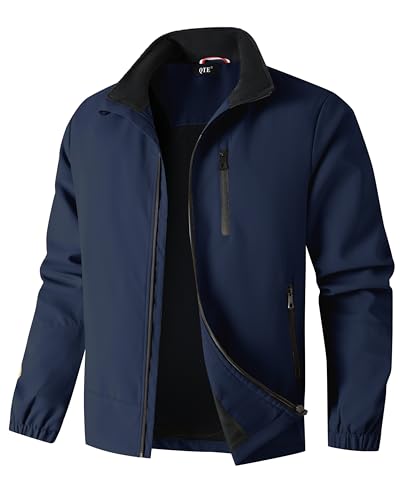 QTE Lightweight Jackets for Men Casual Windbreaker Stylish Light Fall Spring Golf Work Outdoors Business Stand Collar Coat3