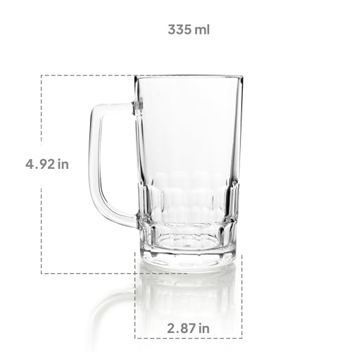 Image of CELLO Classic Glass Beer Mug with Handle Set of 2 Pcs, 330 ml Transparent | Freezer & Fridge Safe, Durable Leadfree Dishwasher Safe Toughened Glass Mug for Serve Beer, Cocktail Mocktail & Beverages