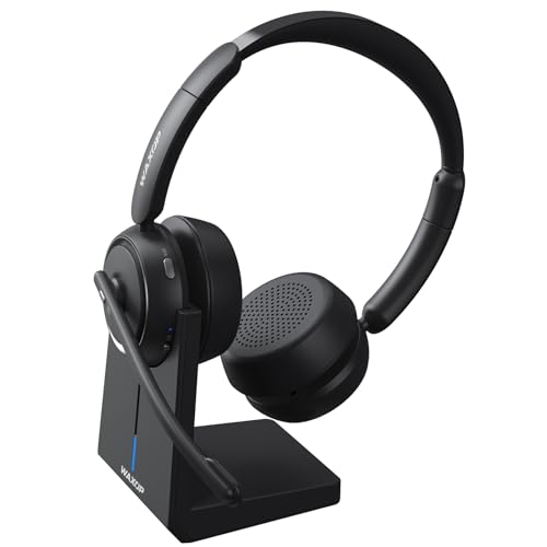Waxop Wireless Headset with Microphone Noise Cancelling, Charging Base