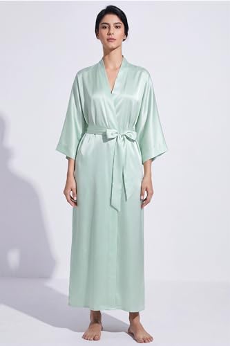 Image of PRODESIGN Satin Kimono Robe Women Long Silky Kimono Bathrobe Sleepwear Wedding Bridesmaid Robe