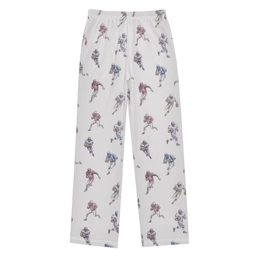 American Football Pattern Lounge Pajama Pants Soft PJ Bottoms for Sleepwear Ages 6-14 Years