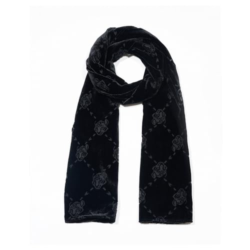 Labor Day Gift Velvet Scarf for Women, Lightweight, Soft and Breathable Floral Print Black Velvet Scarves Wrap, Labor Day Scarf