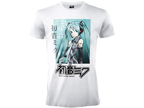 Difuzed Hatsune Miku T-shirt. Anime Waifu shirt. Official. White jersey. Unisex. Adult Boy., White, XS