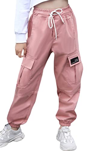 Image of Cromoncent Girls&Womens Cargo Pants Elastic Waist Lightweight Outdoor Jogger Pants, 6 Years - XX-Large