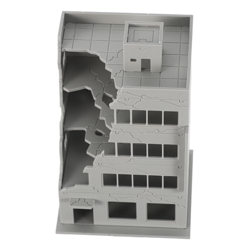 Rappresentazione realistica dei danni di guerra: il modello di edificio in rovina presenta dettagli raffinati come muri distrutti e texture sgretolate, rendendolo un must per chiunque voglia creare un edificio cittadino danneggiato in miniatura o una scena di campo di battaglia, modello di edificio architettonico, edificio danneggiato in rovina fai da te