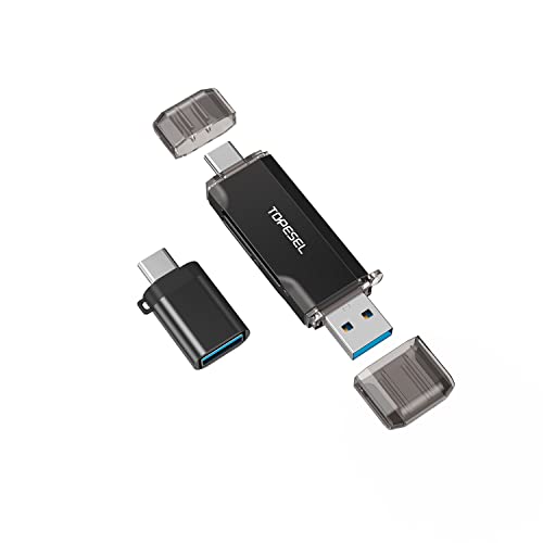 Lecteur de Carte SD USB 3.0, Lecteur de Carte SD/MicroSD 2 en 1 avec USB A et USB C Double Port Lecteur de Carte mémoire de Type C pour Micro SD, Micro SDHC, Micro SDXC, SD, SDHC, SDXC, RS MMC Cover