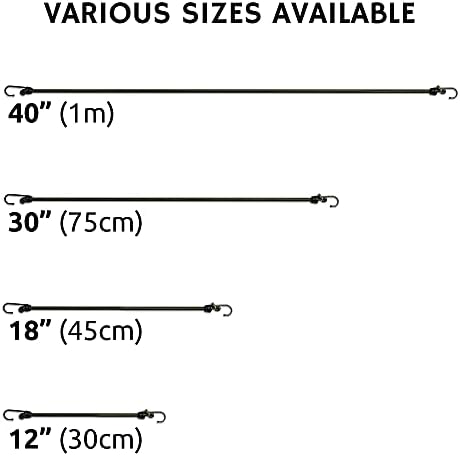 Pluvios - Bungee Cords with Hooks - Heavy Duty Elastic Straps - 10 Pack- Multi-Purpose for Luggage, Roof Racks, Camping, Bike - Weatherproof Hook & UV Resistant