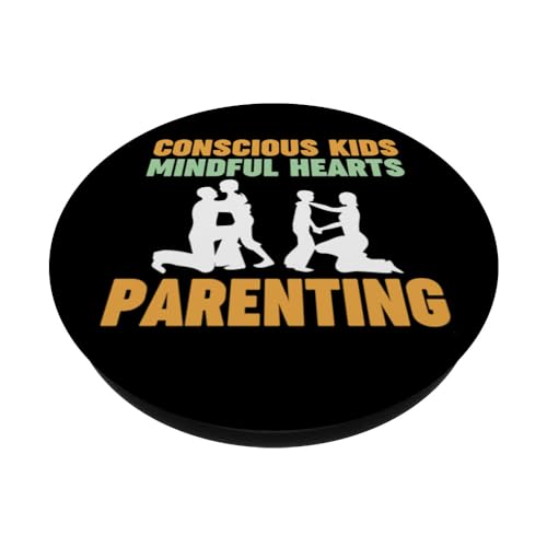 Conscious Kids Mindful Hearts Mindful Parents PopSockets Swappable PopGrip, Black - Image 2