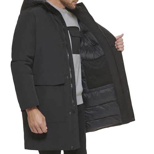 Image of DKNY Men's Water Resistant Hooded Logo Parka Jacket