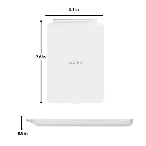 Deweisn Led Makeup Mirror For Travel, 32 Leds Lighted Vanity Mirrors With Dimmable Lighting,Compact, Slim, Rechargeable Lighted Mirror, Folding Makeup Mirror For Beauty (White) #TOP1