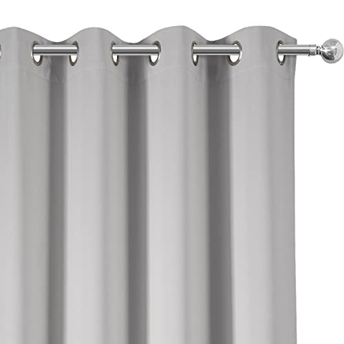 Image of LEMOMO Light Grey Blackout Curtains 66 x 63 Inch Length /Set of 2 Curtain Panels /Thermal Insulated Room Darkening Blackout Curtains for Bedroom