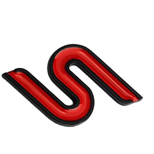 Image of S Emblem 3D Metal Badge Sticker Letter Suitable for Q50 Q50L Q30 Q70 (Red Blcak Outline)