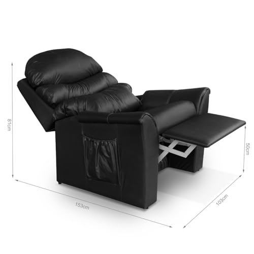 Poltrona do Papai/Vovô Reclinavel Ayla TOP SOFAS em Corino Preto