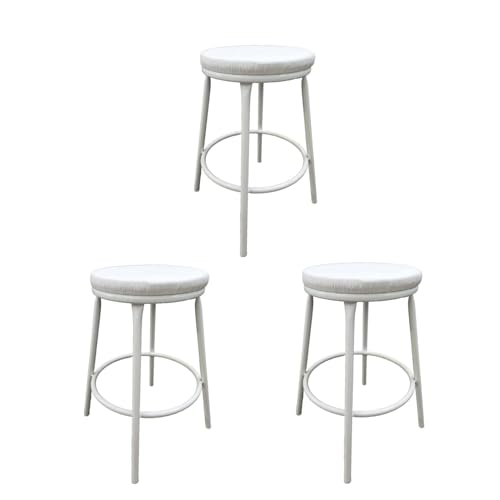 Kit 3 Banqueta Branca Baixa 50 cm sem Encosto para Cozinha Mesa Área de Lazer
