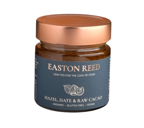 Easton Reed Bio Hazel Date & Raw Cacao crema para untar, crema de avellana cremosa con avellanas orgánicas, dátiles y semillas de cacao crudas, vegana y sin gluten, sin aceite de palma ni azúcar