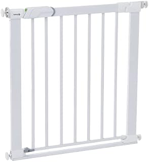 Safety 1st Flat Step, Extendable Safety Gate, Pressure Fit Stair Gate, Baby Gate also suitable for Dogs, Six Months to Two Years, Metal White