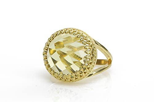 Bague en quartz citron fait main : l'élégance victorienne d'un bijou artisanal en pierre