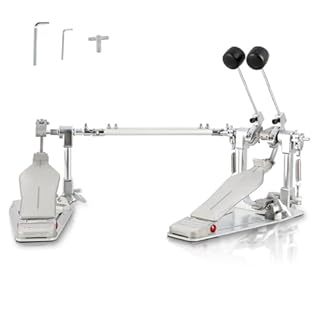 RANMING Double Bass Drum Pedals Direct Drive Bass Drum Pedal Kick Drum Pedal with Two-Sided Beater Non-Slip Footplate Upgrade Double Kick pedal Set for Drum Set and Electronic Drums Beginner Drummers