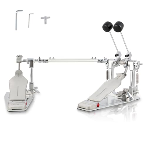 RANMING Double Bass Drum Pedals Direct Drive Bass Drum Pedal Kick Drum Pedal with Two-Sided Beater Non-Slip Footplate Upgrade Double Kick pedal Set for Drum Set and Electronic Drums Beginner Drummers