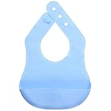 お手入れ簡単 柔らか 安心素材 首元にフィット 食べこぼし ポケット付き エプロン スマートビブ ブルー