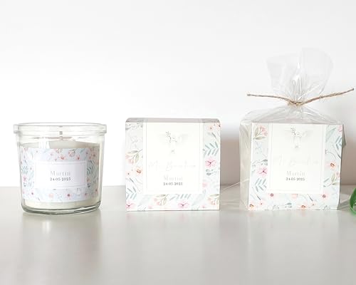 Vela bautizo personalizable aromática, Decoración de mesa, Sugerencia de regalo, Personaliza tu etiqueta, vela aromática, disponible versión comunión